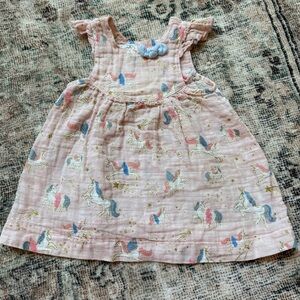 Baby girls dress, Mud Pie dress, pink unicorn dress, 6-9 months, spring summer